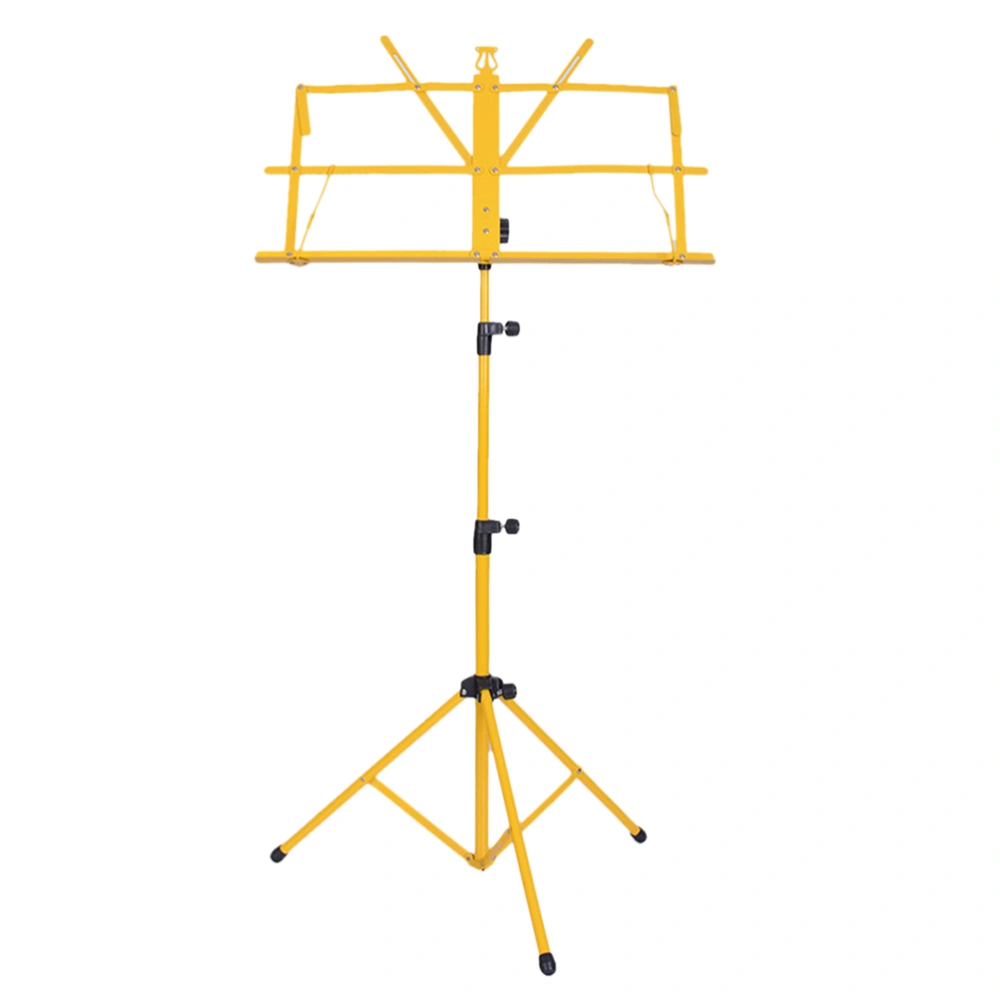 Folding Music Sheet Tripod Stand Metal Music Stand Holder for Carrying Guitar Parts and Accessories (Yellow)