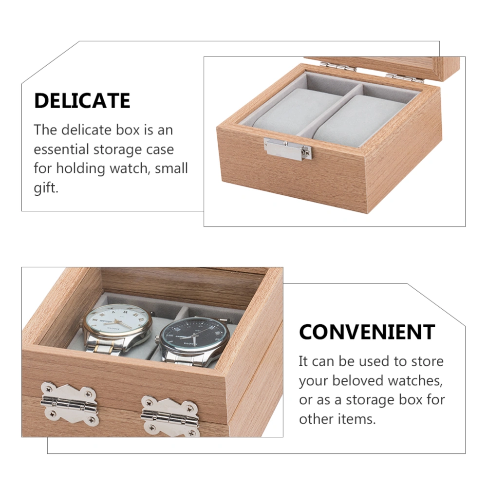 2pcs 2 Slots Watch Box Storage Case Display Organizer Wooden Watch Display Box