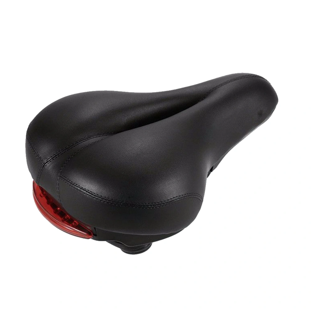 Comfortable Men Women Bike Seat Memory Padded Leather Wide Saddle Cushion with Taillight Waterproof Dual Spring Designed Breathable Fit Most Bikes (Black)