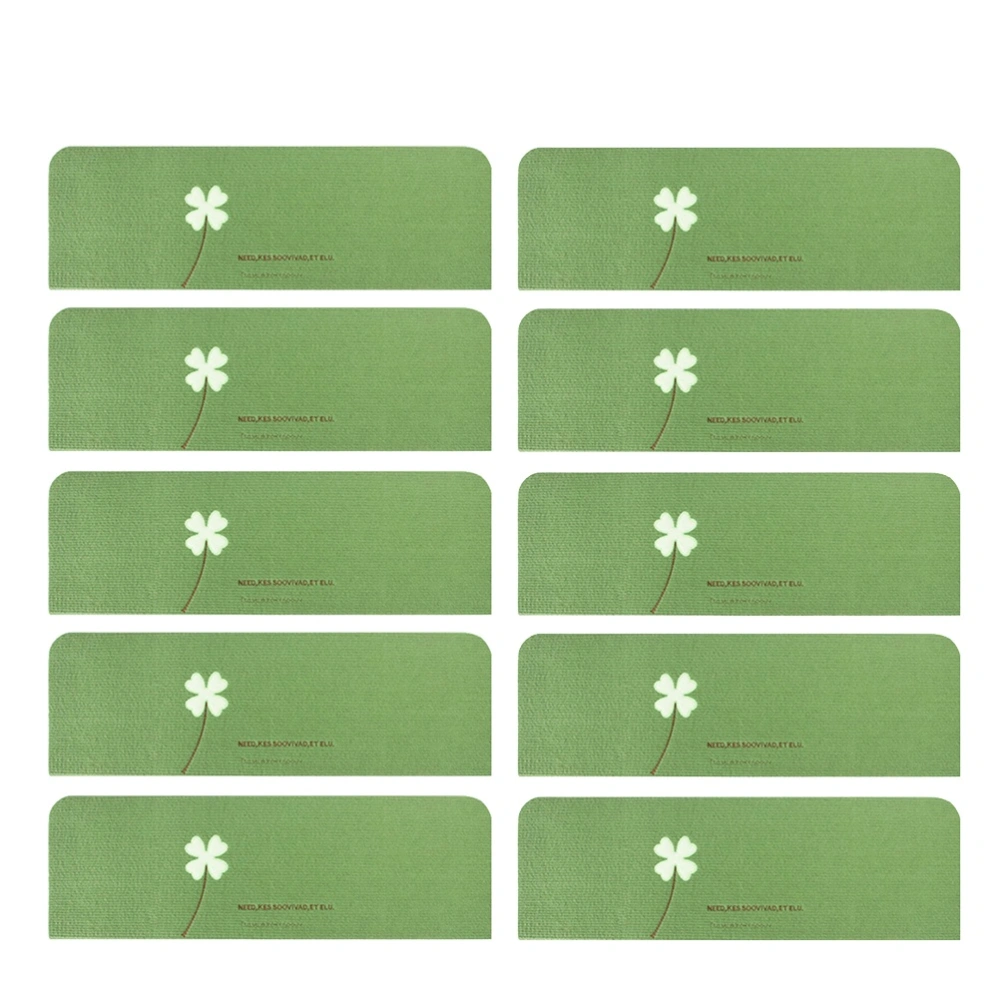 10pcs Non-Slip Luminous Staircase Pads Step Mats Stair Carpets Stair Treads Self-adhesive Step Pad (Four Leaf Clover, Fruit Green)