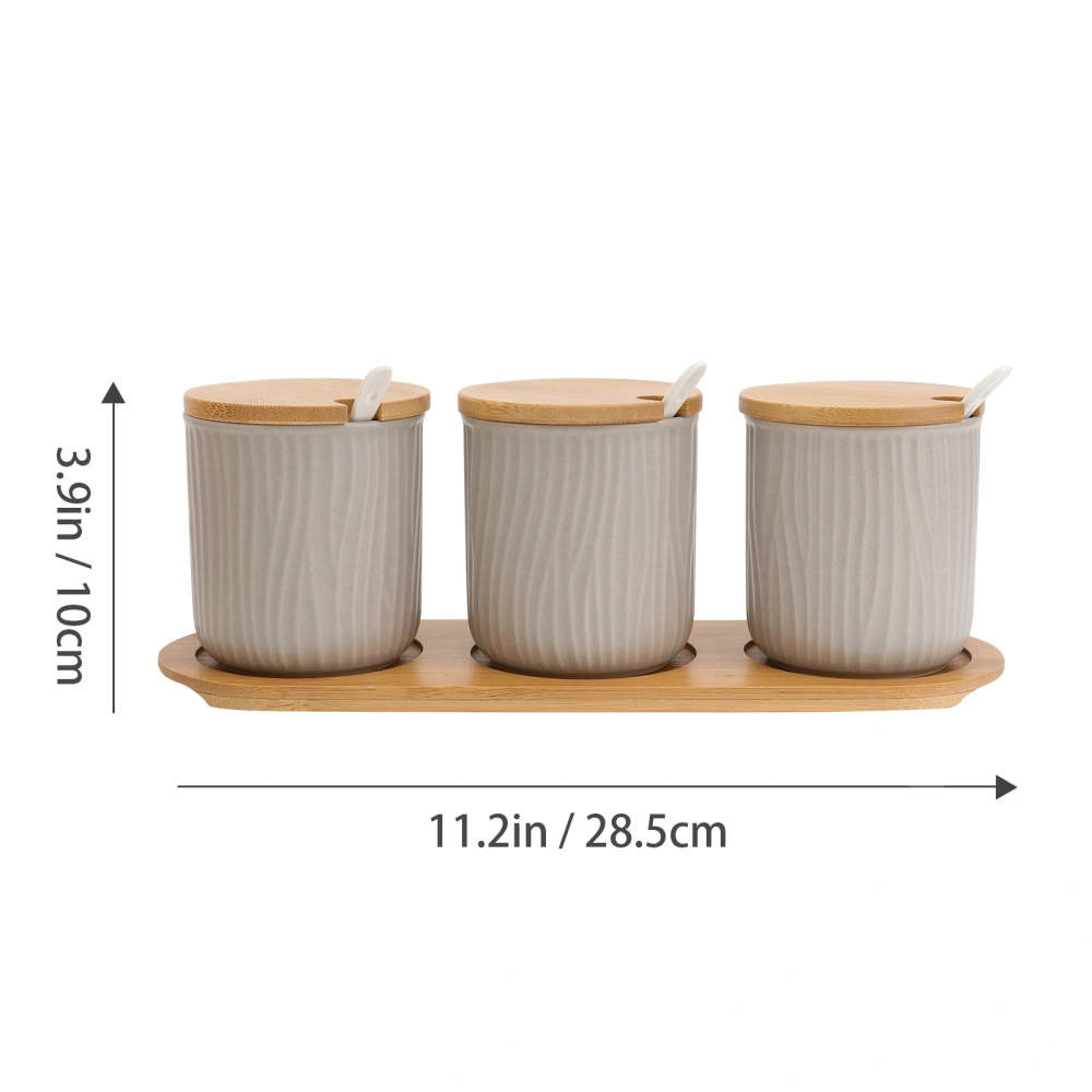 9.5x28.5cm Creative Nordic Style Ceramic Spice Jar Set Seasoning Box Salt Shaker Kitchen Kit Grey