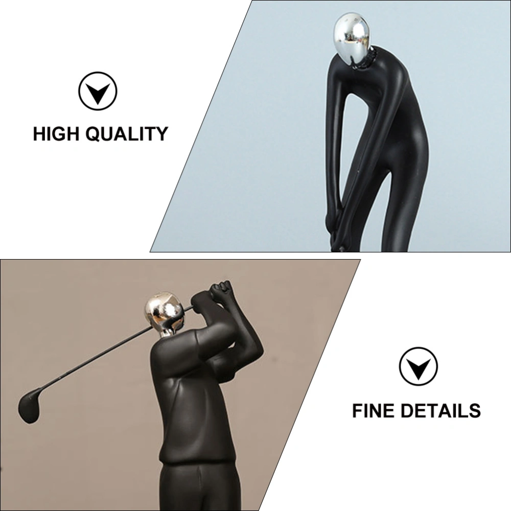 2pcs Abstract Resin Golfer Statues Player Sculpture Desktop Adornment