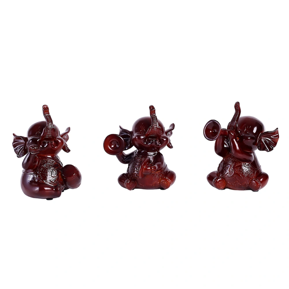 3pcs Artistic Resin Elephant Decorations Figurine Craft Sculpture Home Office Decoration