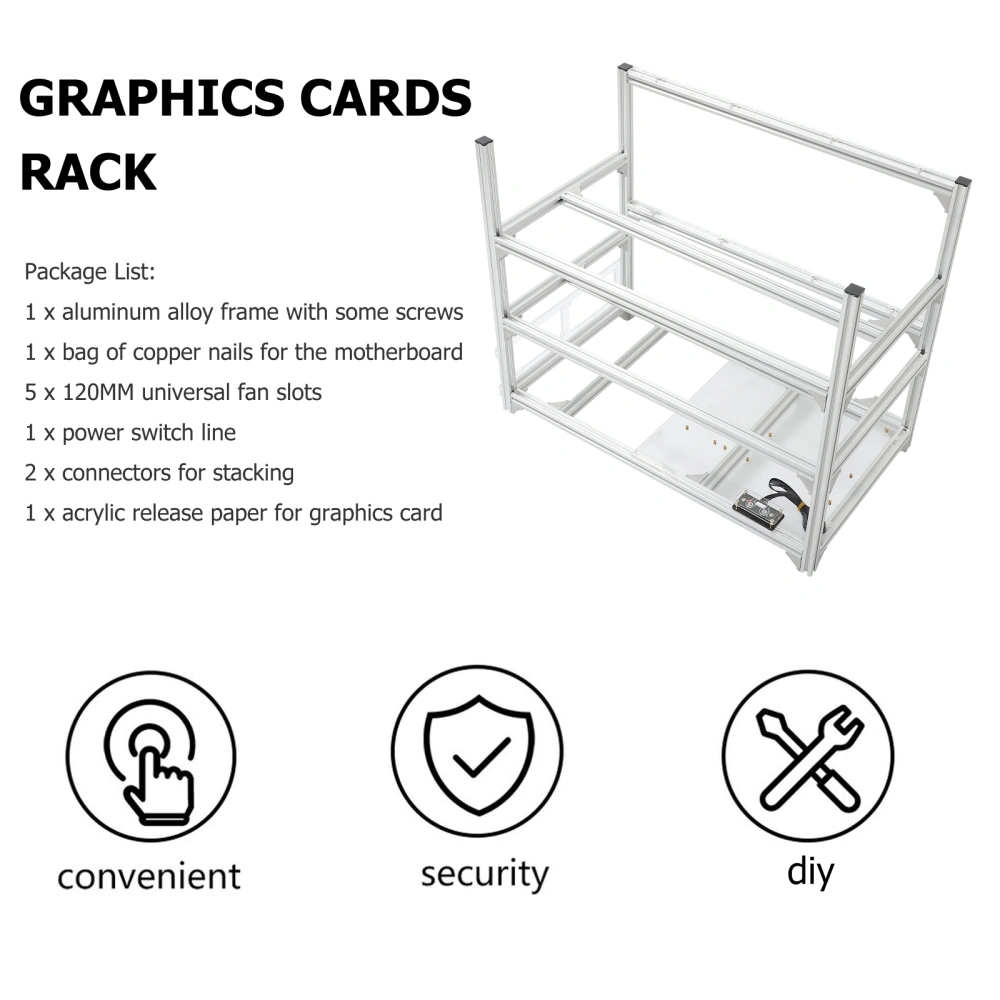 1 Set Open Graphics Cards Rack Heat Dissipation Rack Mining Case Bracket (Silver)