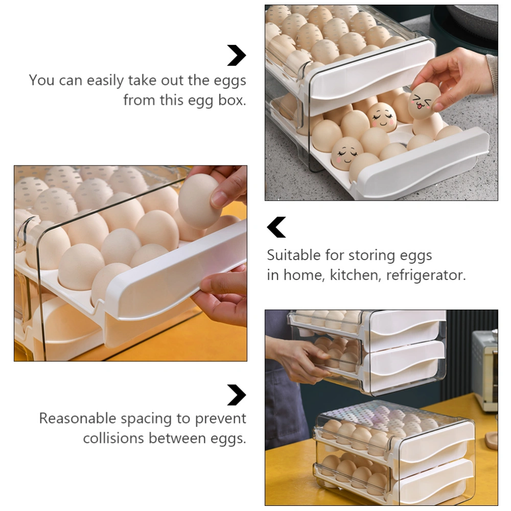 1 Pc Fresh-keeping Box Drawer Type Storage Box Egg Bank (Transparent White)