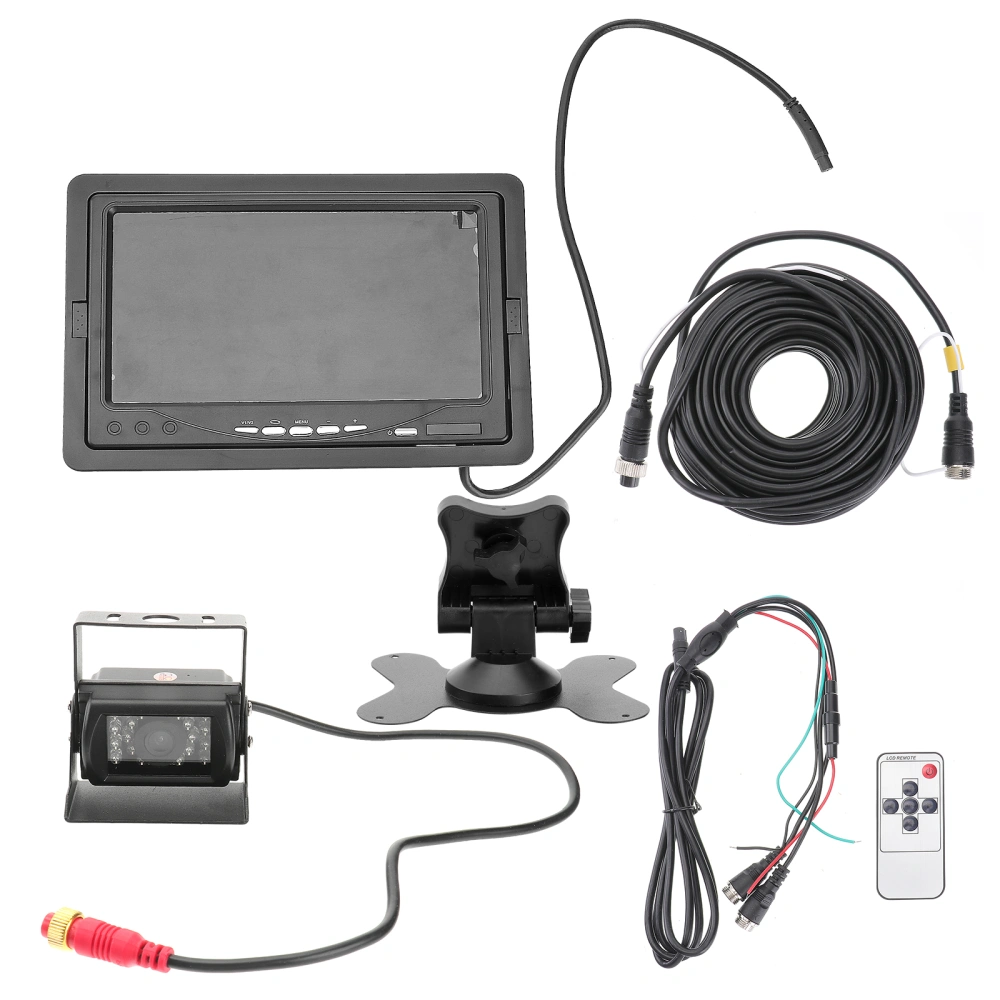 Car 7 Inch Backup Monitor Screen 12-24V Rear View Rearview Backing Parking Reverse TFT Color Monitor