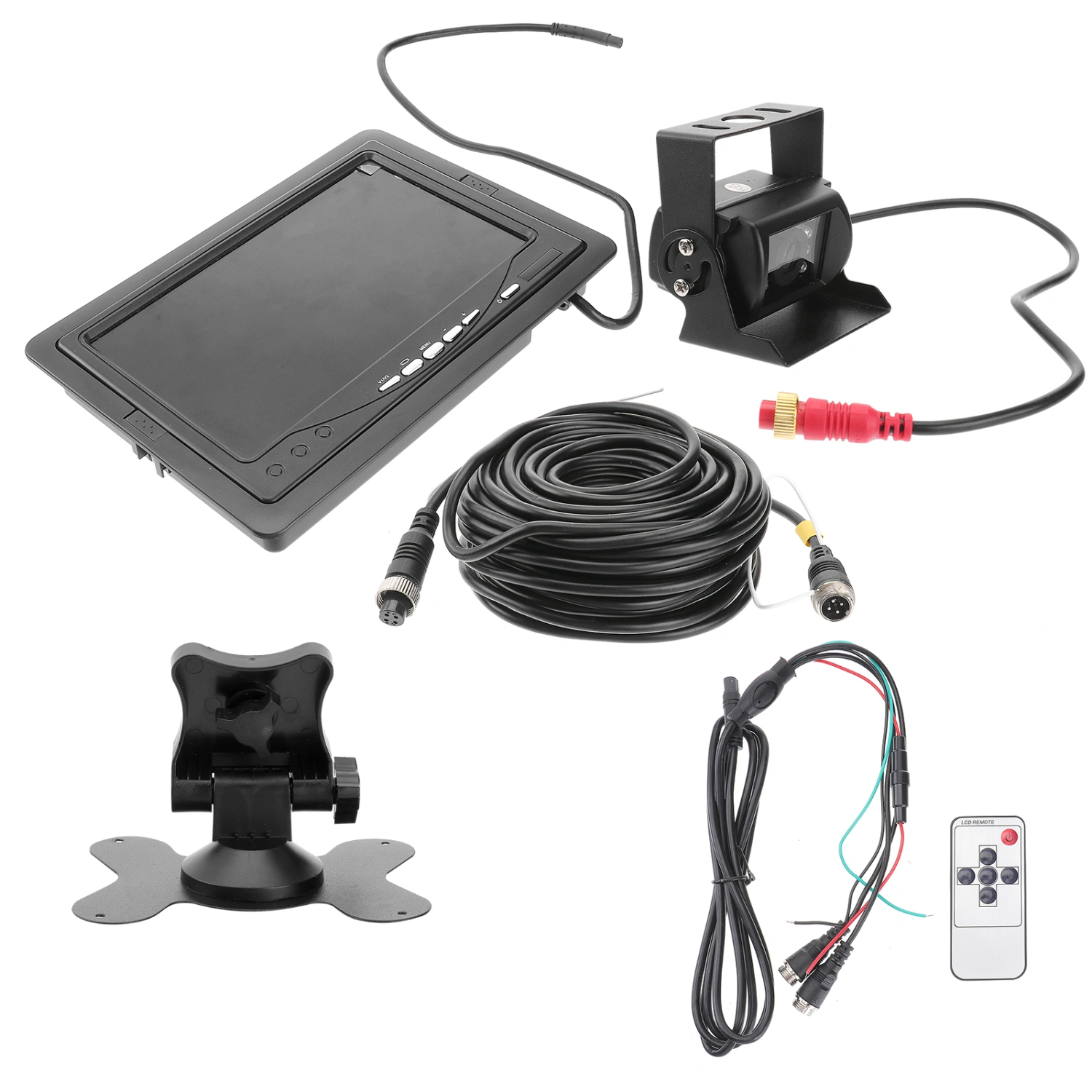 Car 7 Inch Backup Monitor Screen 12-24V Rear View Rearview Backing Parking Reverse TFT Color Monitor