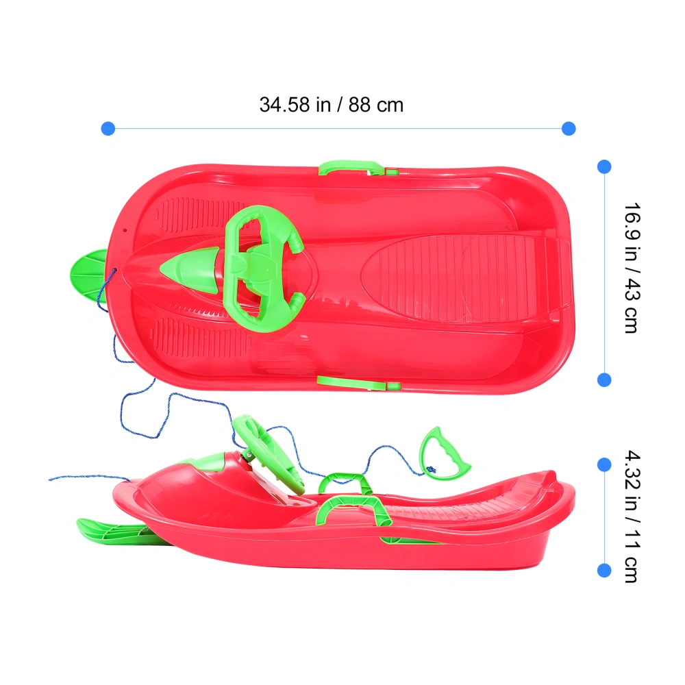 1PC Children Adult Extra Thick Ski Board with Steering Wheel Brakes Double Sled