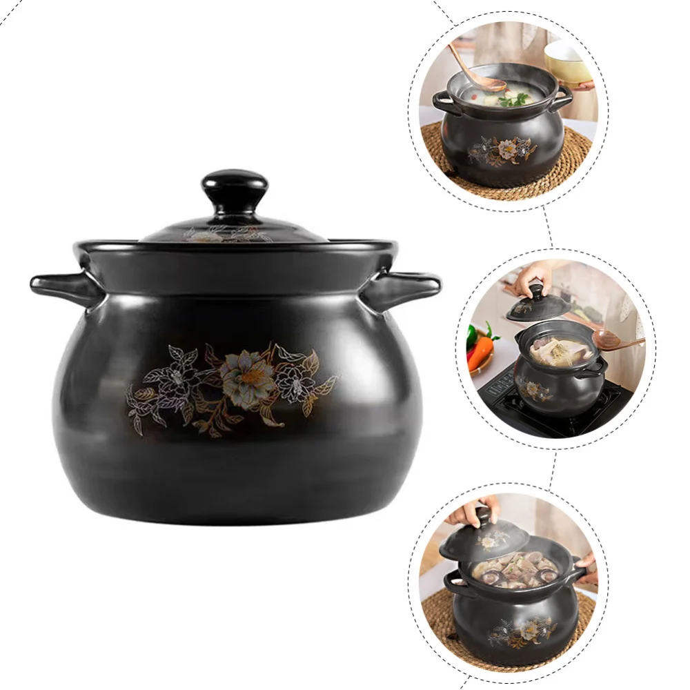 Ceramic Cooking Pot Household Stew Pot Kitchen Soup Pot Home Ceramic Casserole