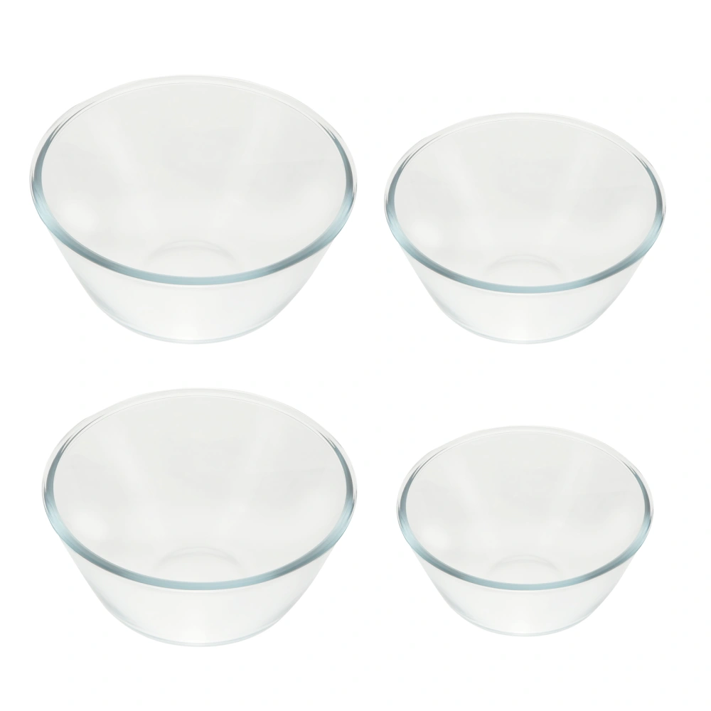 4Pcs Clear Glass Fruit Salad Bowls Egg Beating Bowls Multifunctional Glass Bowls