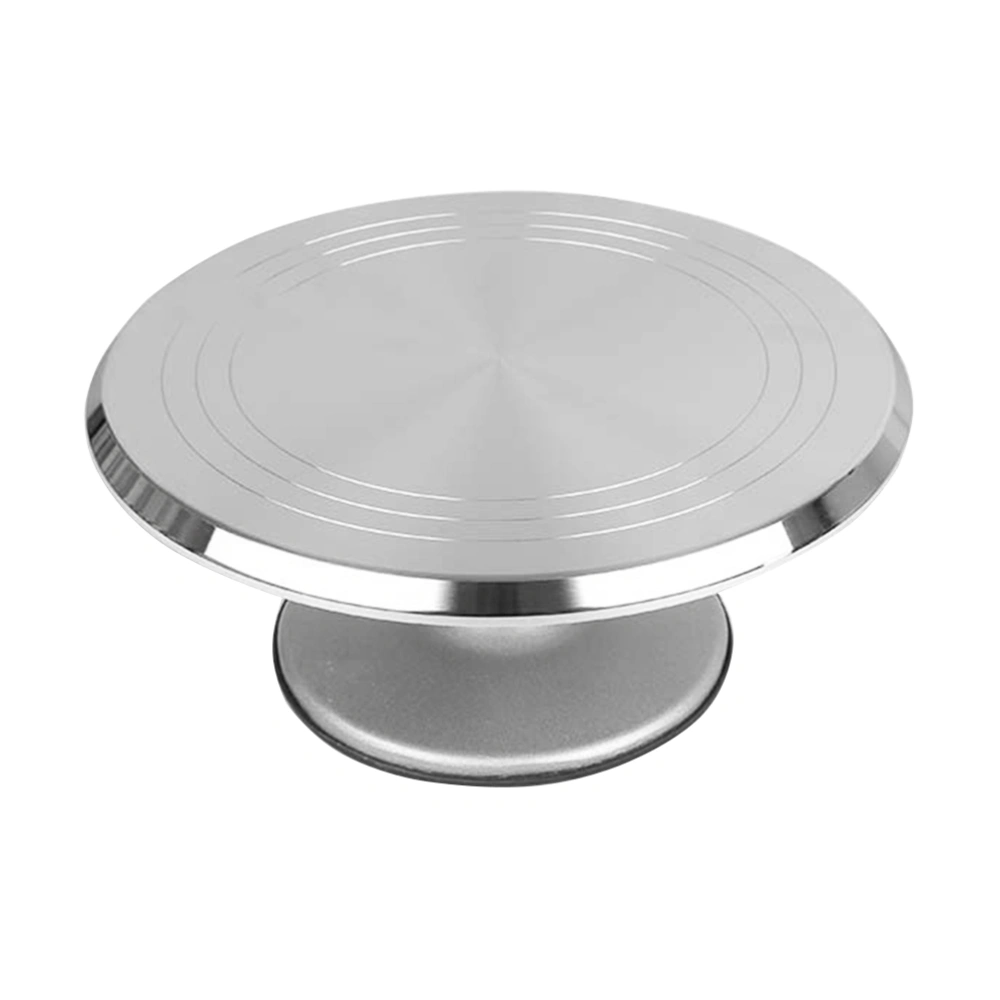 12 Inch Aluminum Alloy Rotating Cake Turntable Anti-slip Revolving Cake Making Stand Platform Cake Decorating Workbench (Silver)