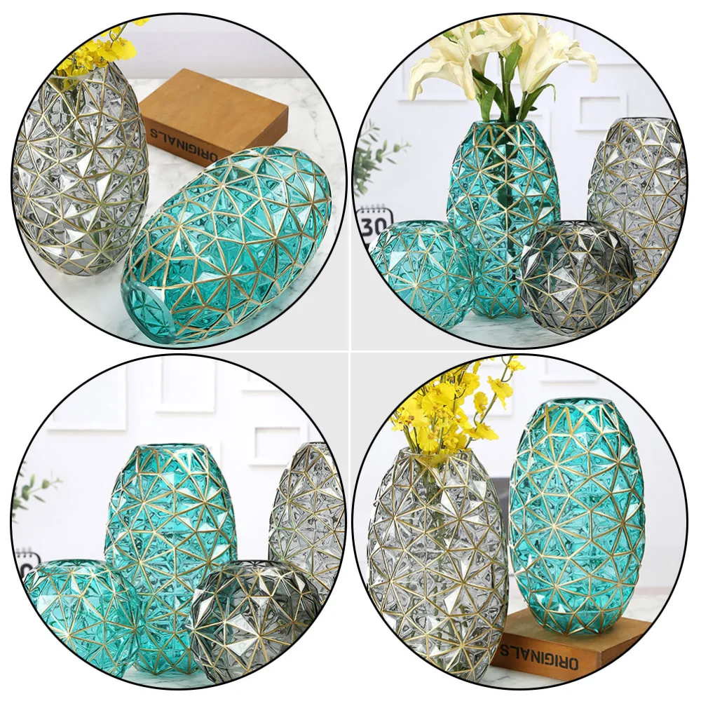 1pc Creative Glass Vase Pretty Glass Flower Vase Luxury Desktop Flower Vase