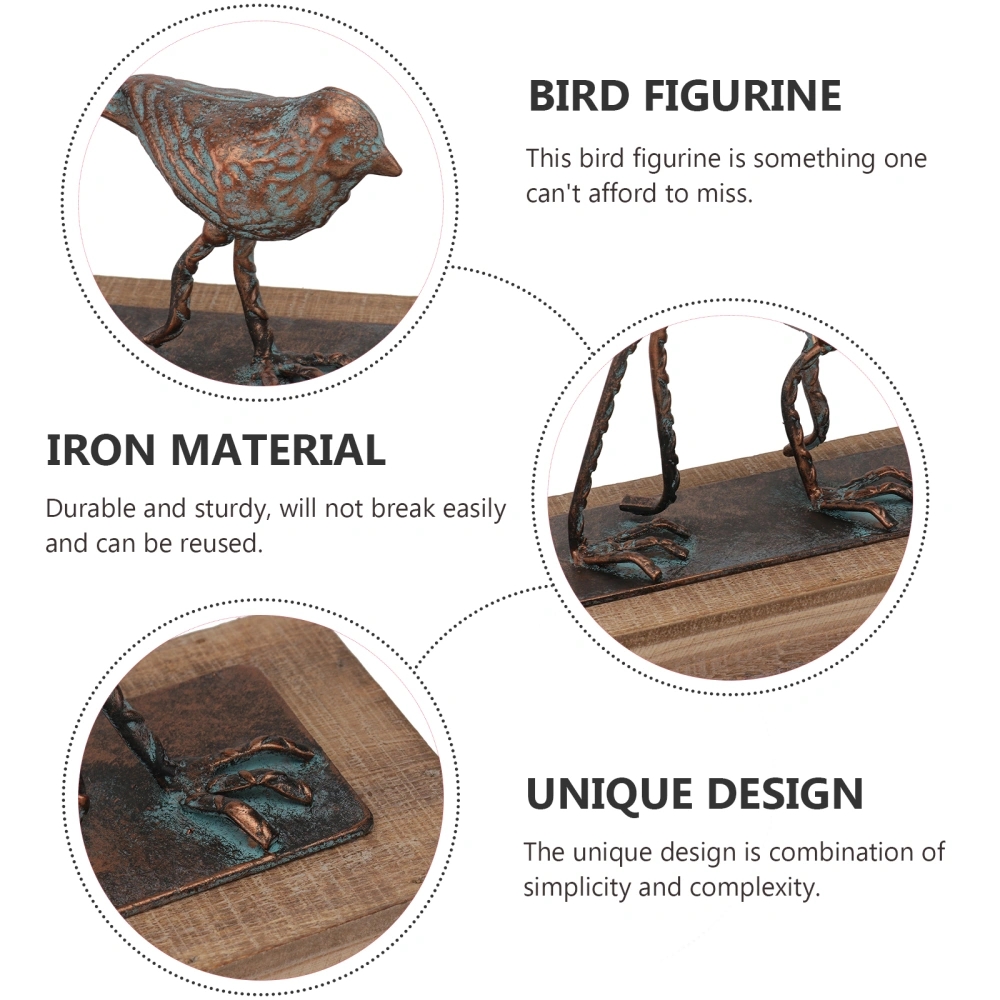 1Pc Cast Iron Bird Shape Desktop Decor Metal Craft Ornament for Garden Home