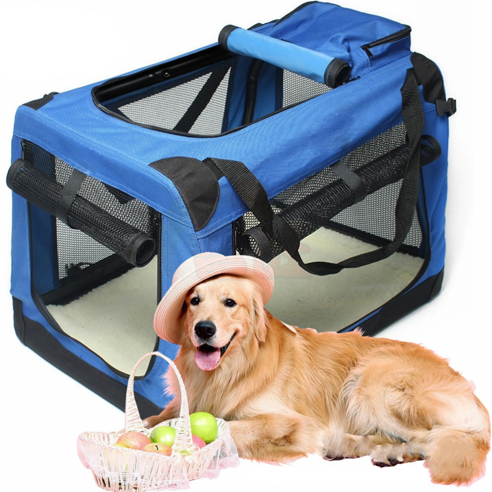 50x35x35cm Portable Dog Travel Bag Pet Carrier Oxford and Breathable Mesh Pet Cat Dog Travel Carrier Shoulder Bag Pet Supplies Outdoor(Blue)