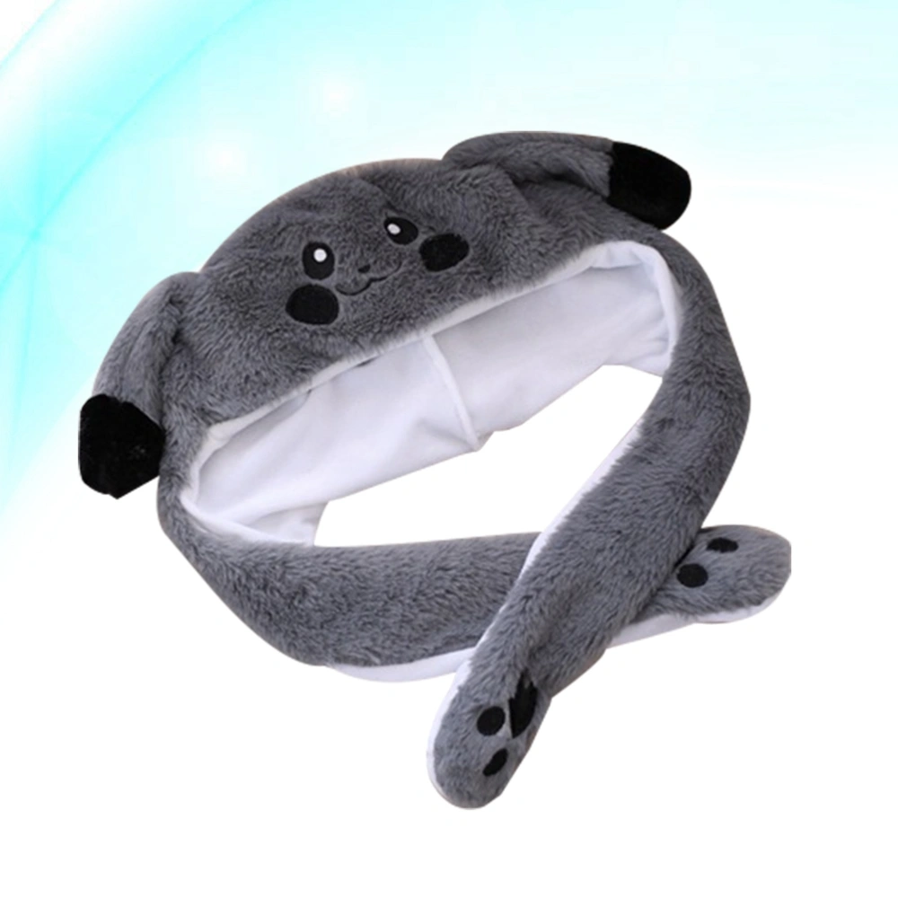 Plush Ears Funny Hat Animal Ears Ear Moving Hamster Airbag Hat for Women and Kids (Dark Grey）