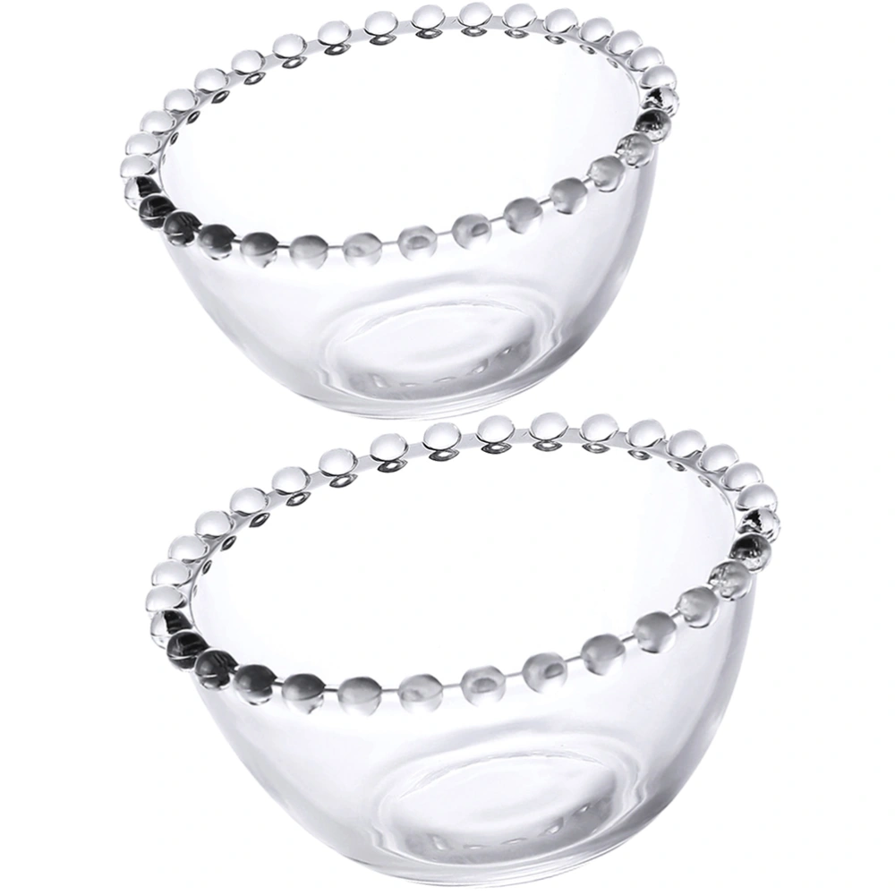 2Pcs Transparent Salad Bowls Serving Dessert Bowls Multi-Use Fruit Bowls Clear Cubilose Bowls