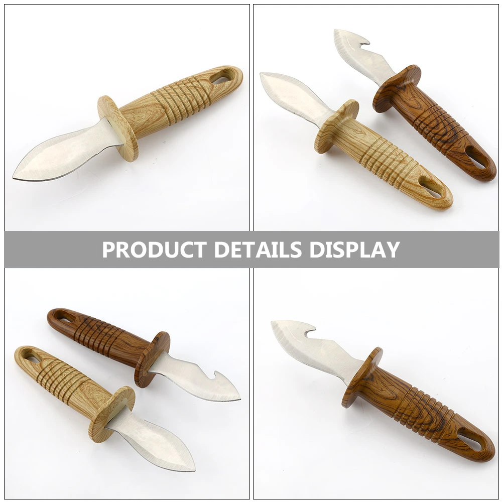 2Pcs Stainless Steel Oyster Shucking Cutters Shellfish Openers Oyster Openers (Beige)