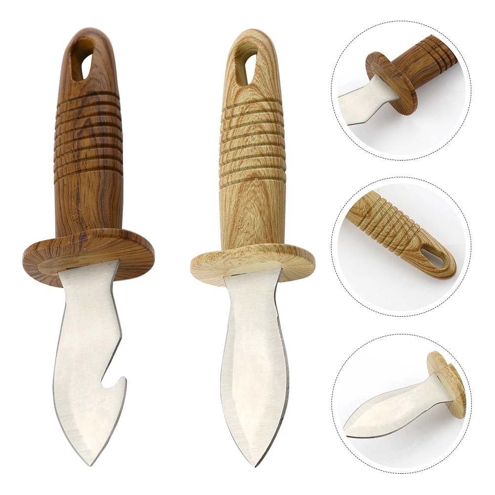 2Pcs Stainless Steel Oyster Shucking Cutters Shellfish Openers Oyster Openers (Beige)