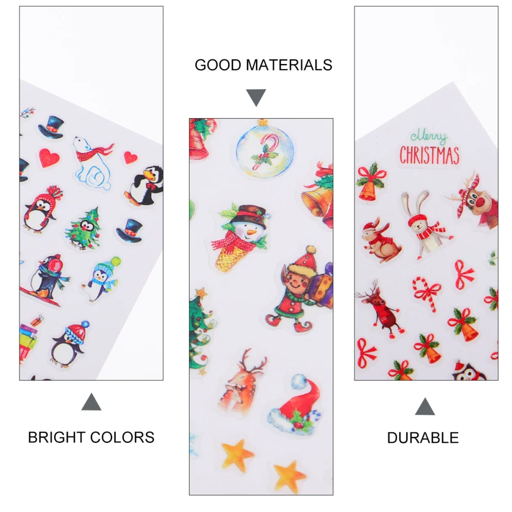 20 Sheets Xmas Manicure Stickers Delicate Cartoon Printed Nail Stickers