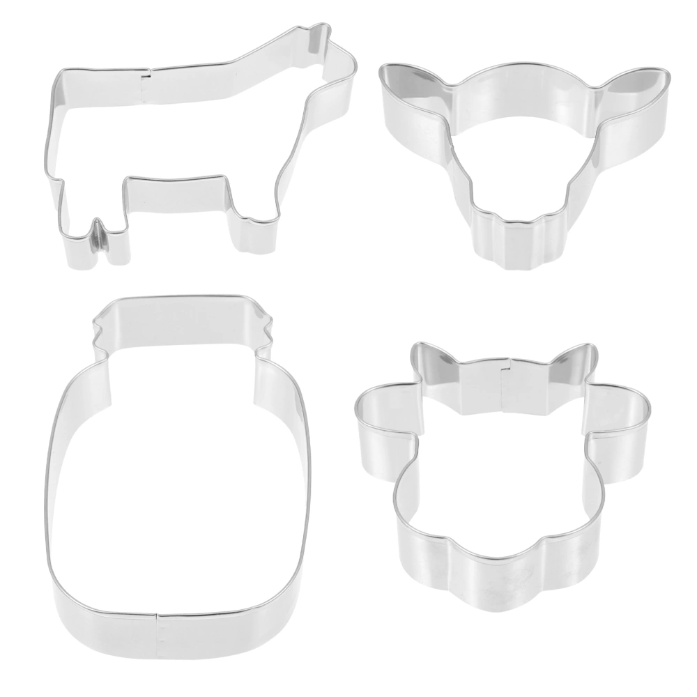 4Pcs Cow Shape Biscuits Molds Stainless Steel Baking Accessories Sugar DIY Molds