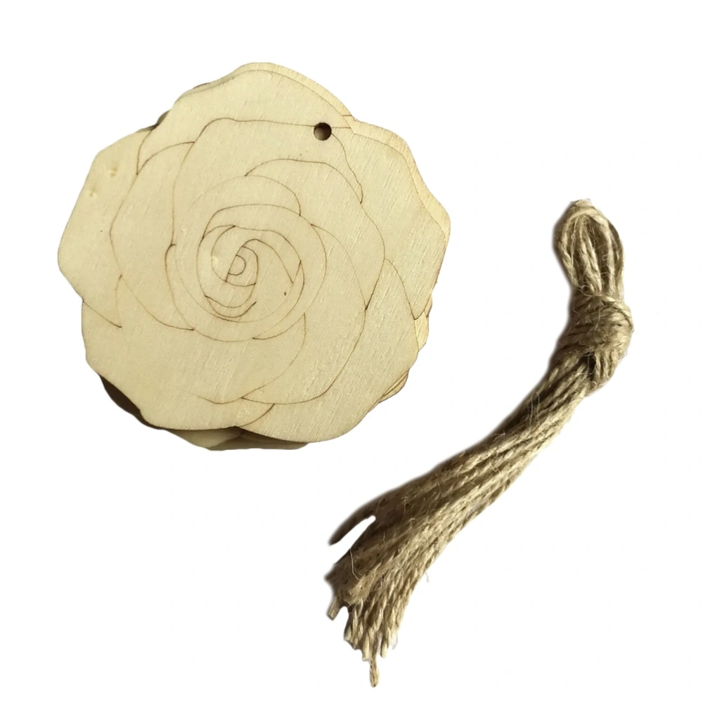 10pcs Unfinished Wooden Rose Flower Embellishments Wood Craft Hanging Decor Embellishments