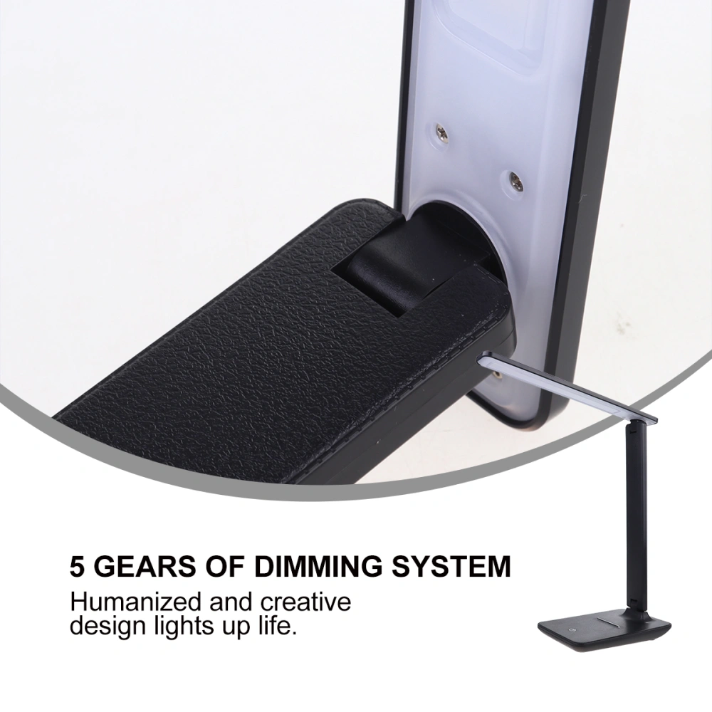 LED Eye-caring Night Light Foldable Reading Lamp Dimmable Table Lamp for Bedroom Home (Black, without Display Screen)