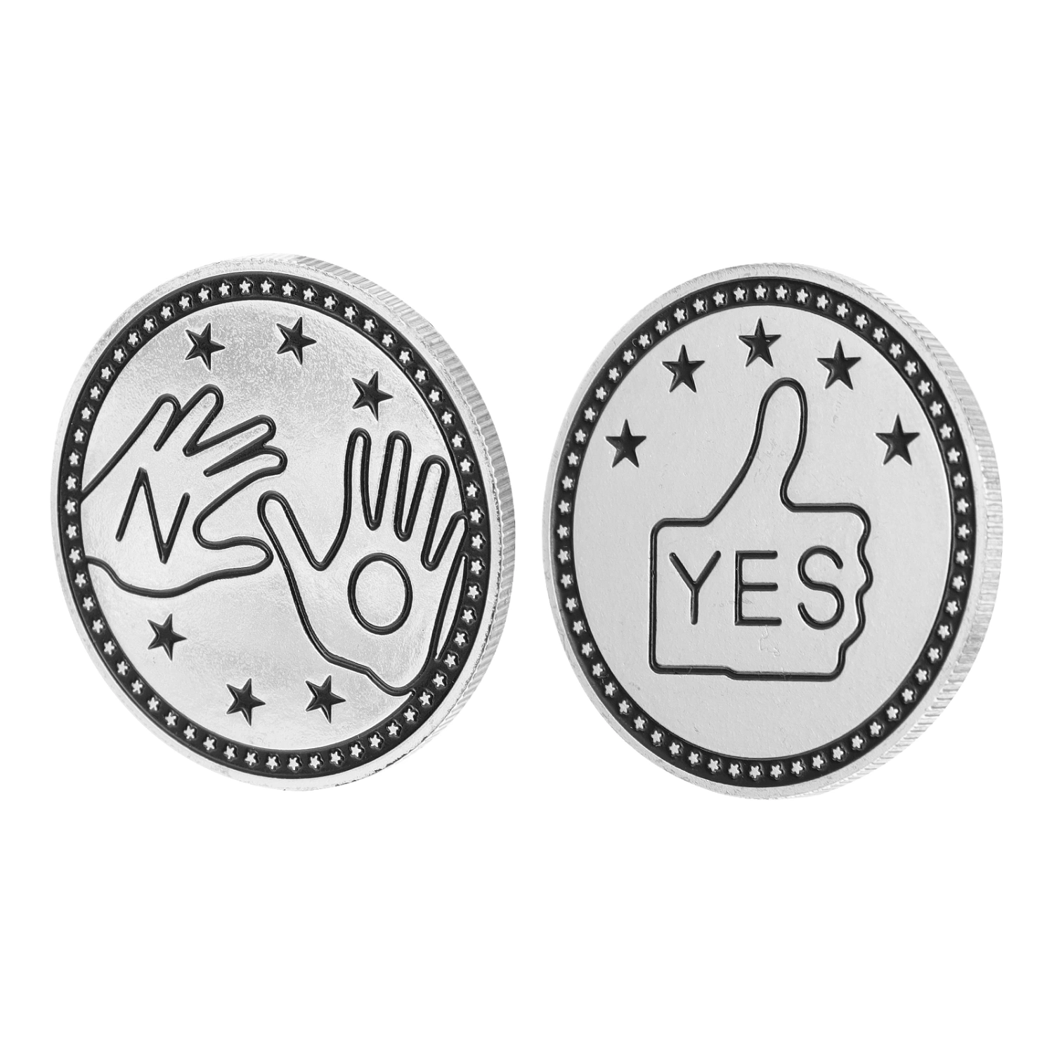 2PCS Delicate Yes or No Coin Decor Game Challenge Coin Metal Decision Coin