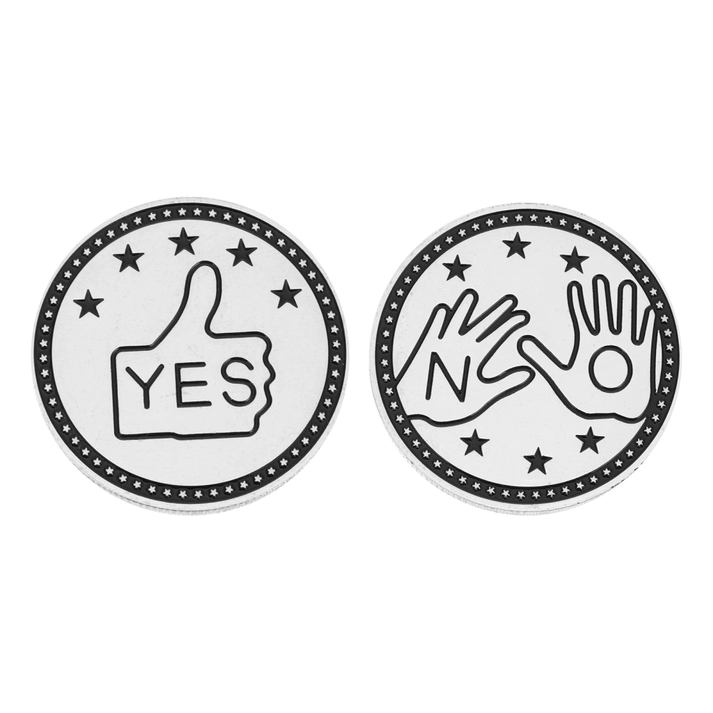 2PCS Delicate Yes or No Coin Decor Game Challenge Coin Metal Decision Coin