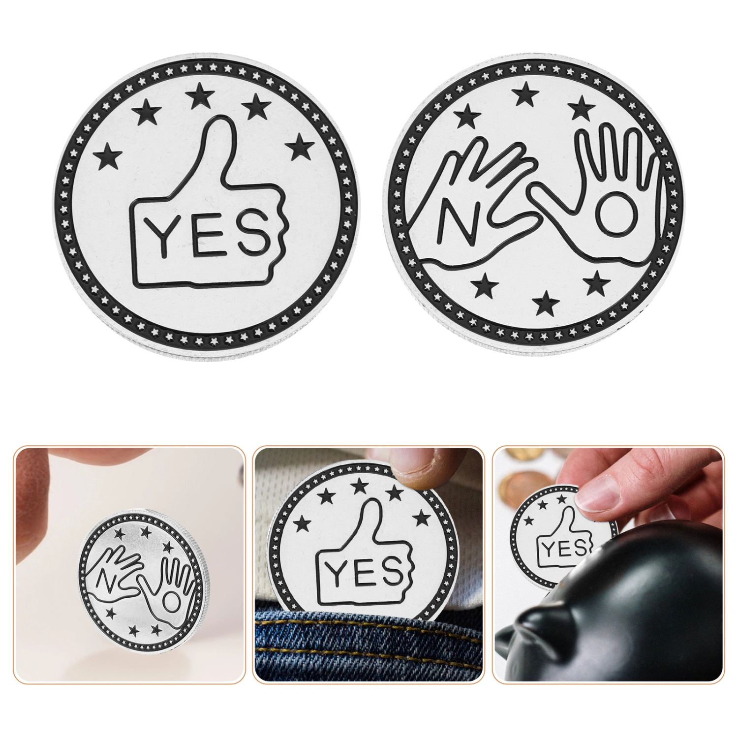 2PCS Delicate Yes or No Coin Decor Game Challenge Coin Metal Decision Coin