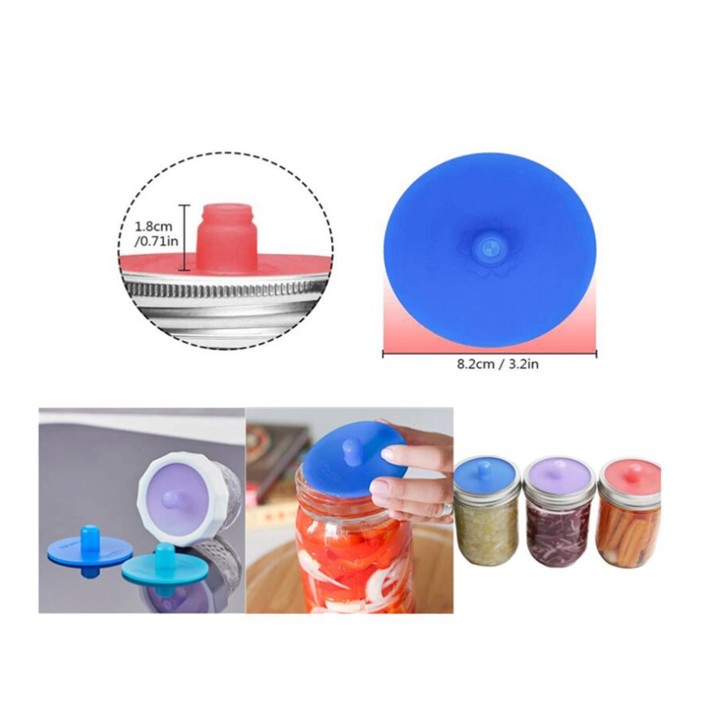 2 Pcs Airlock Fermentation Lids Food-Grade Silicone Lid Fermented Kimchi Bottle Sealing Cover with Stainless Steel Ring for Wide Mouth Mason Jars (Random Color, for 86MM Diameter Bottle)