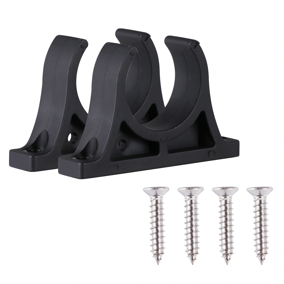 2PCS Plastic Boat Paddle Fixed Buckle Kayak Paddle Holder with 4PCS Screws (Black)