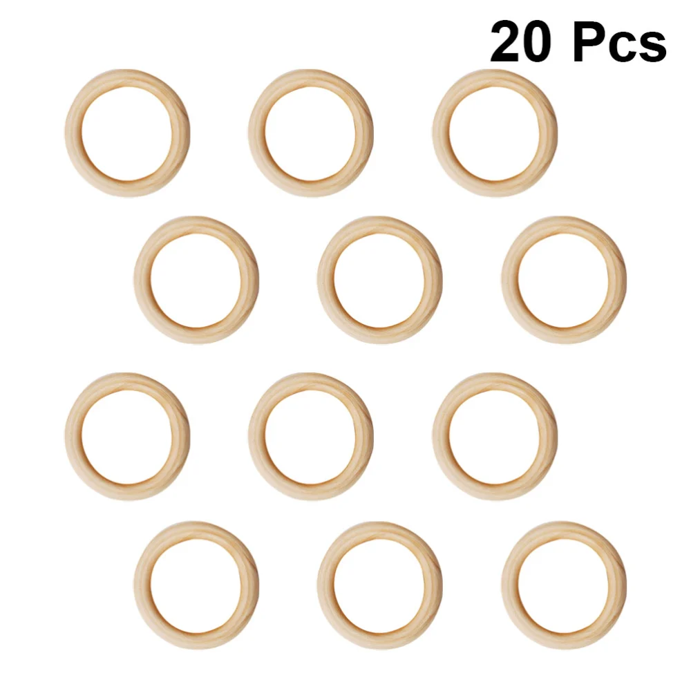 20PCS 65mm Wood Ring DIY Craft Natrual Hanging Buckle Ring Wooden Pendant Unfinished Circle DIY Keyring Accessories for Handbag Connectors Jewelry Making (Light Yellow)