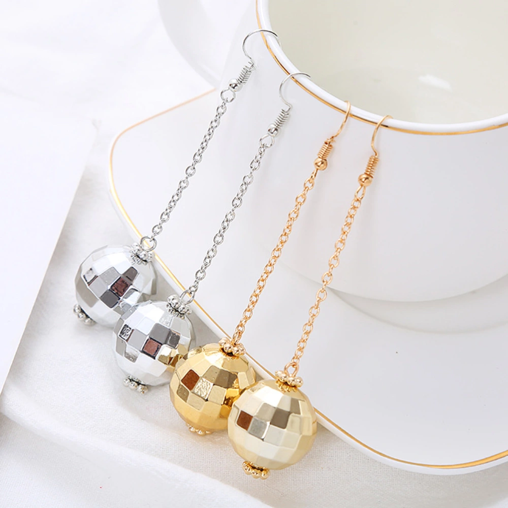 2 Pairs Disco Lantern Balls Earring Pendants Vintage Earring Ear Drop Women Accessories