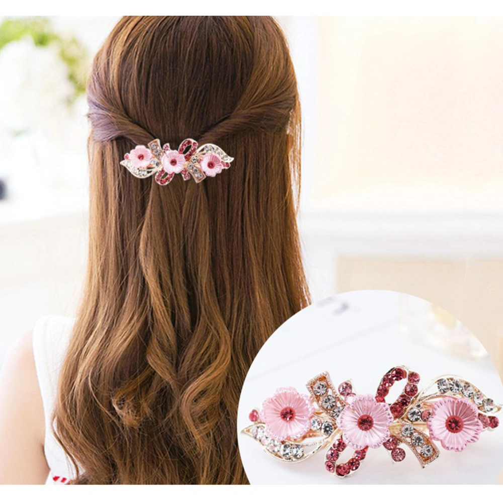 2pcs Rhinestone Hair Pin Rose Flower Shape Ponytail Holder Ponytail Clip Flower Bobby Women Headdress Hair Decorations for Women (Assorted Color)