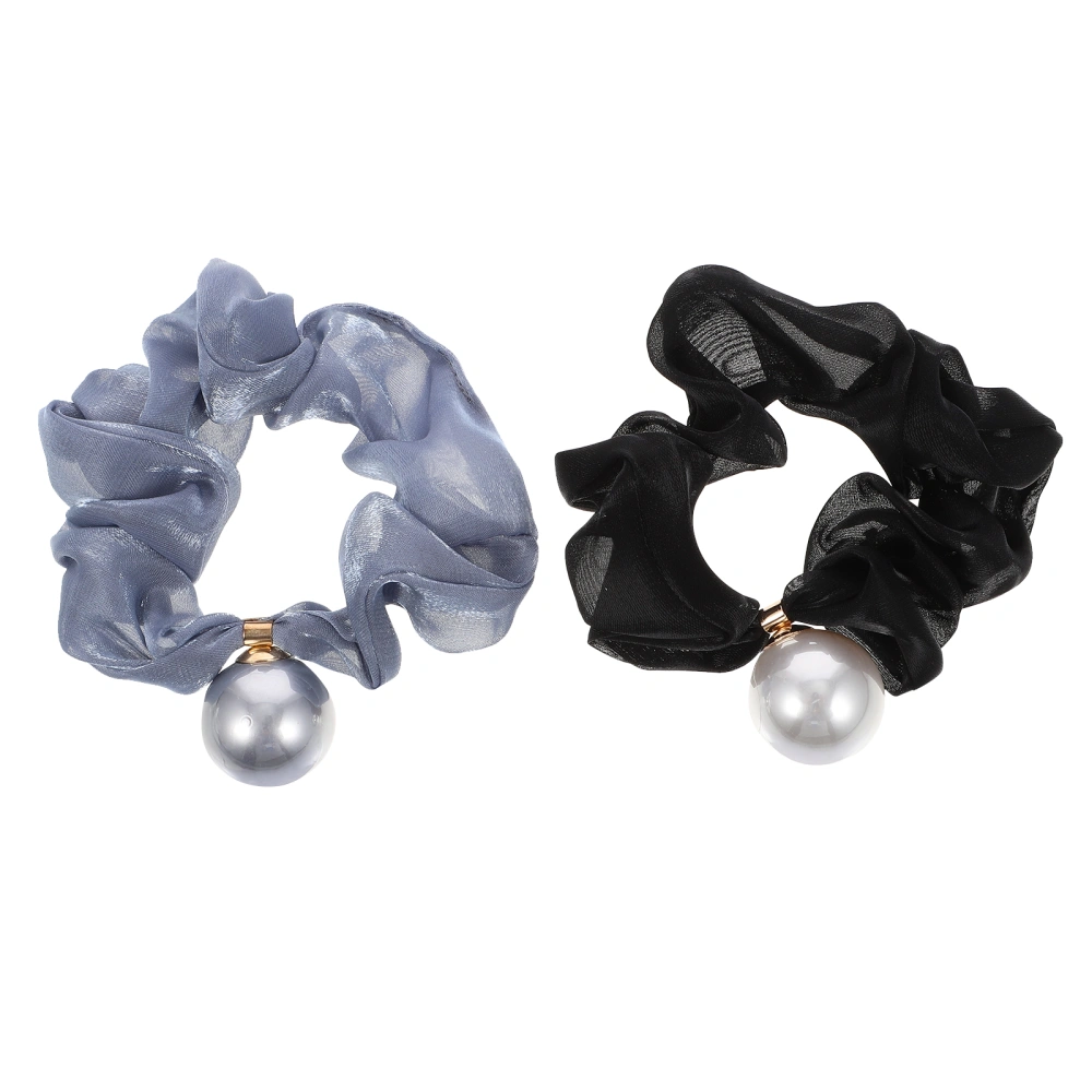 2pcs Hair Scrunchy Mesh Hair Rings Pearl Hair Ropes Fashion Hair Accessories