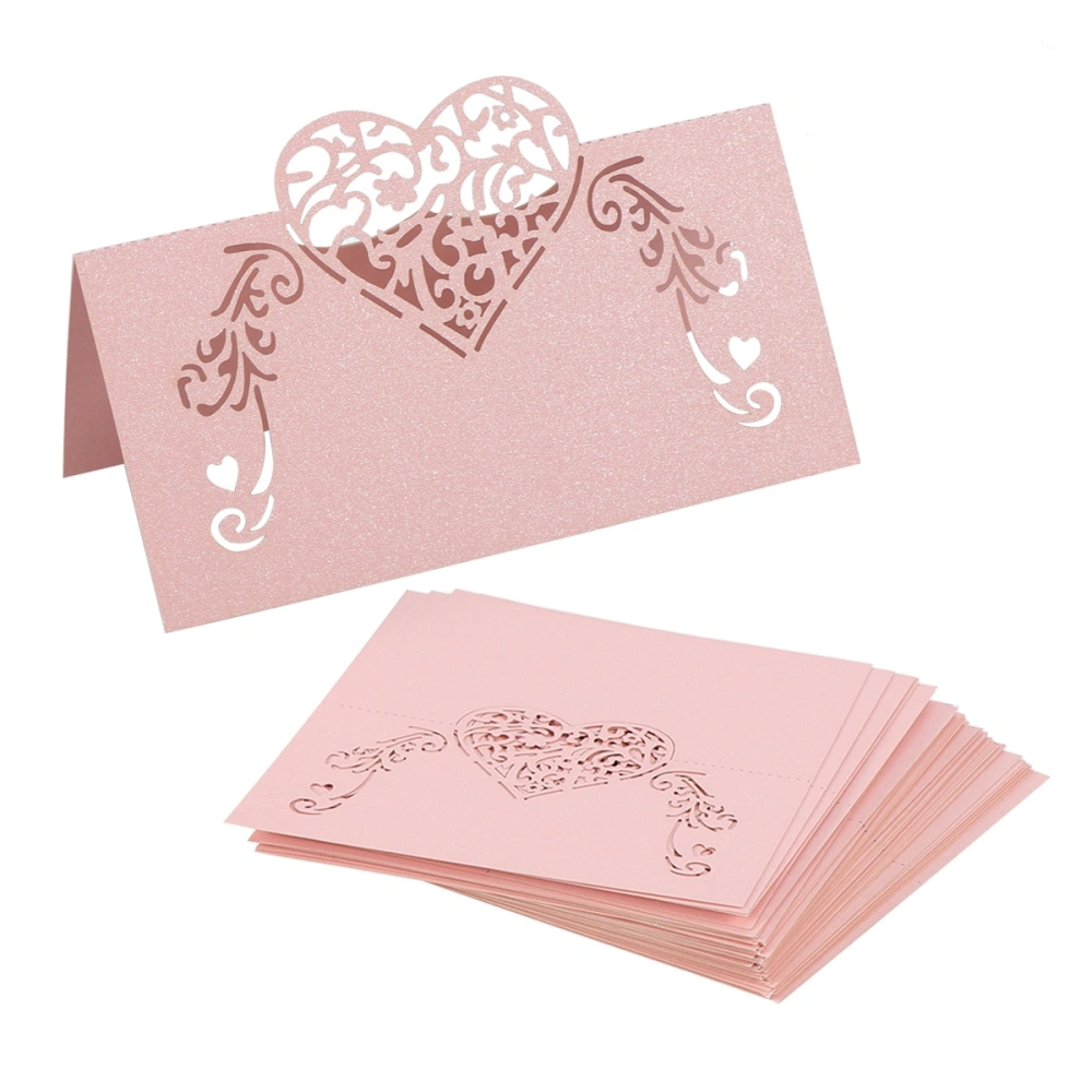 50pcs Cut Heart Shape Table Name Place Wedding Party Decoration Favor (Pink)