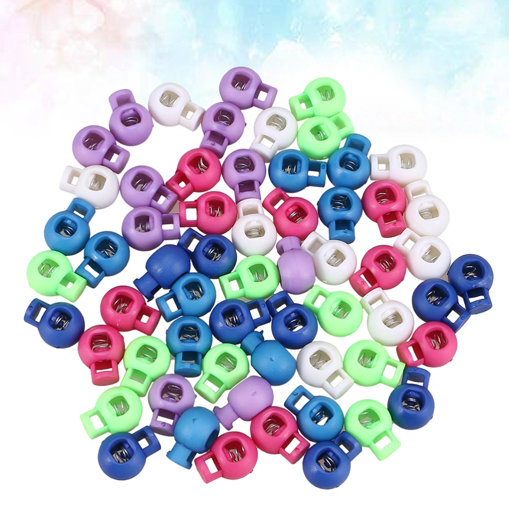 60PCS Spring Buckle Tightening Buckle Universal Backpack Mountaineering Bag Plastic Threading Buckle Cord Lock (Black + White + Emerald Green + Bright Red + Pink + Light Blue, 10Pcs/Each)