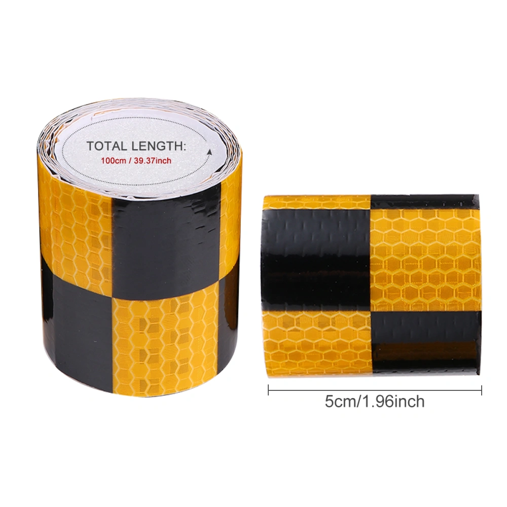 4 Rolls Reflective Safety Tape Car Train Warning Tape Reflective Strip Noctilucence Stickers for Car (Yellow Black)