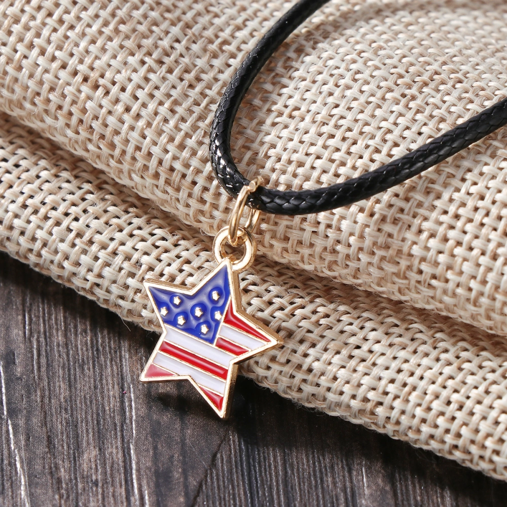 6 Pcs American Flag Necklace Star Shape Pendant for Independence Day 4th of July National Day