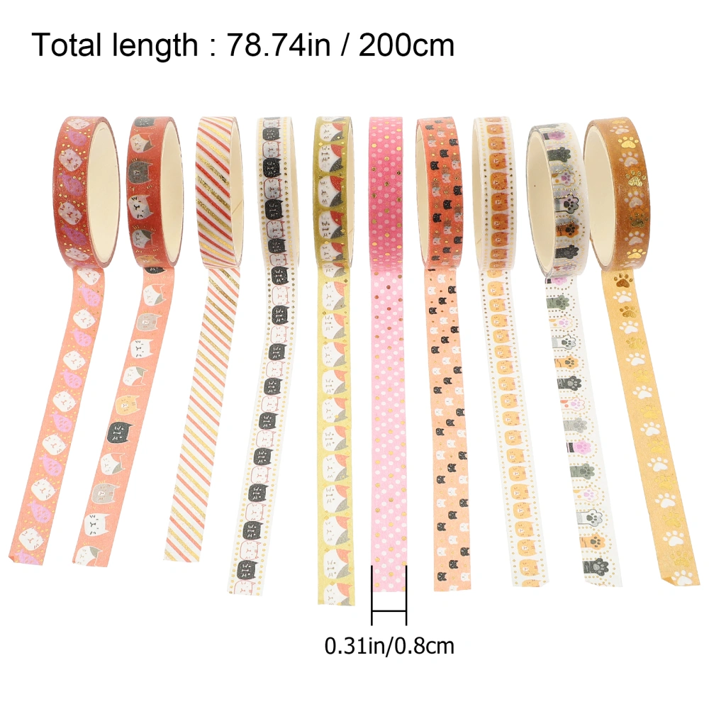 10 Rolls Pet Dog and Cat Pattern Washi Paper Tapes Scrapbooking Diary Decorative Stickers