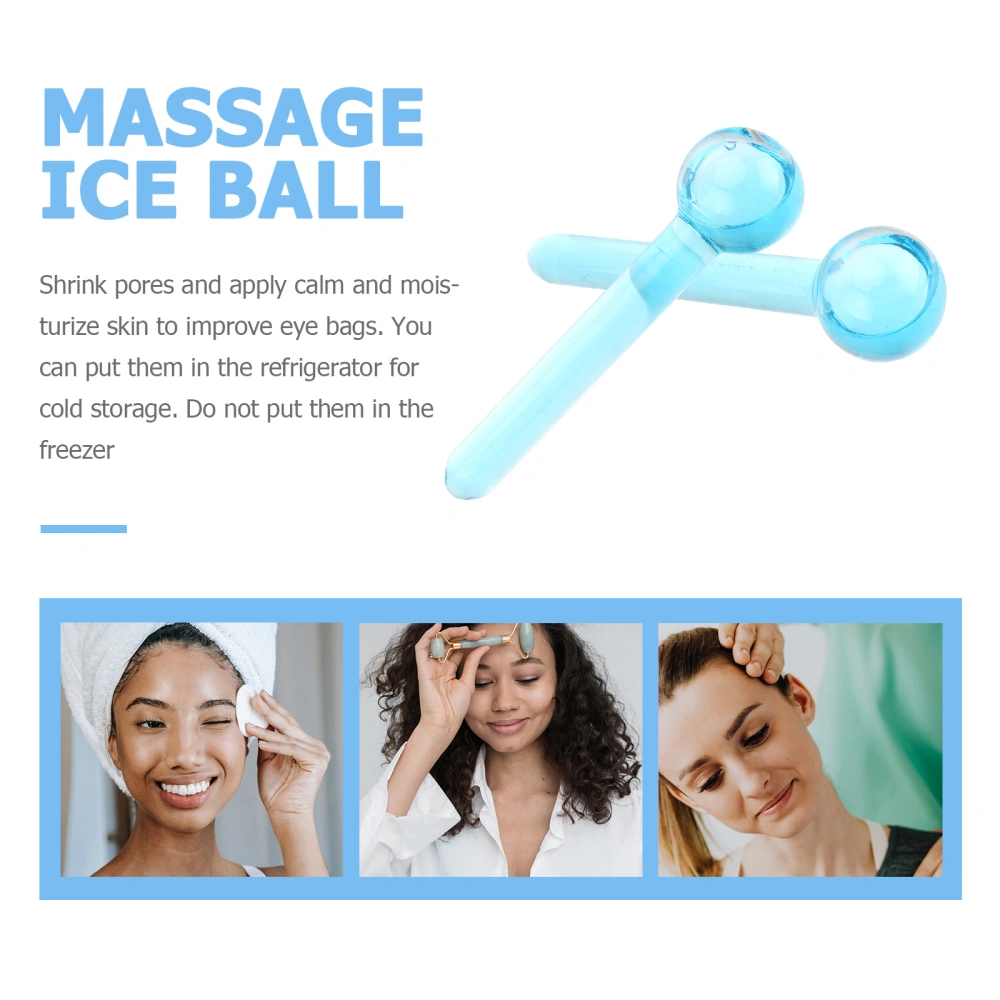 2Pcs Creative Facial Massage Globes Beauty Ice Ball Energy Crystal Ball Facial Cooling Ice Globes (Blue)