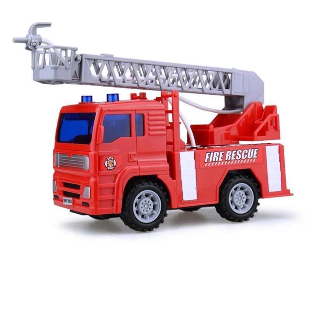 1pc Kids Plastic Fire Truck Fire Engine Truck Toy Water Spray Function with Simmulation Ladder (Red)