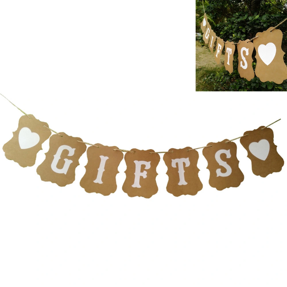 GIFTS Wedding Bunting Banner Kraft Paper Hanging Garland Decoration Wedding Party Supplies