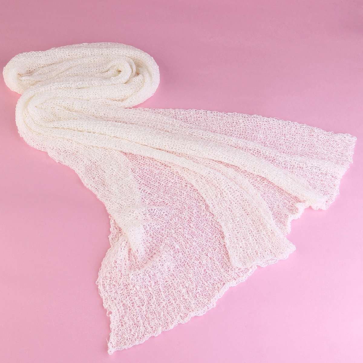 TINKSKY Newborn Baby Photography Photo Prop Stretch Wrap Baby Long Ripple Wrap (Off-white Color)
