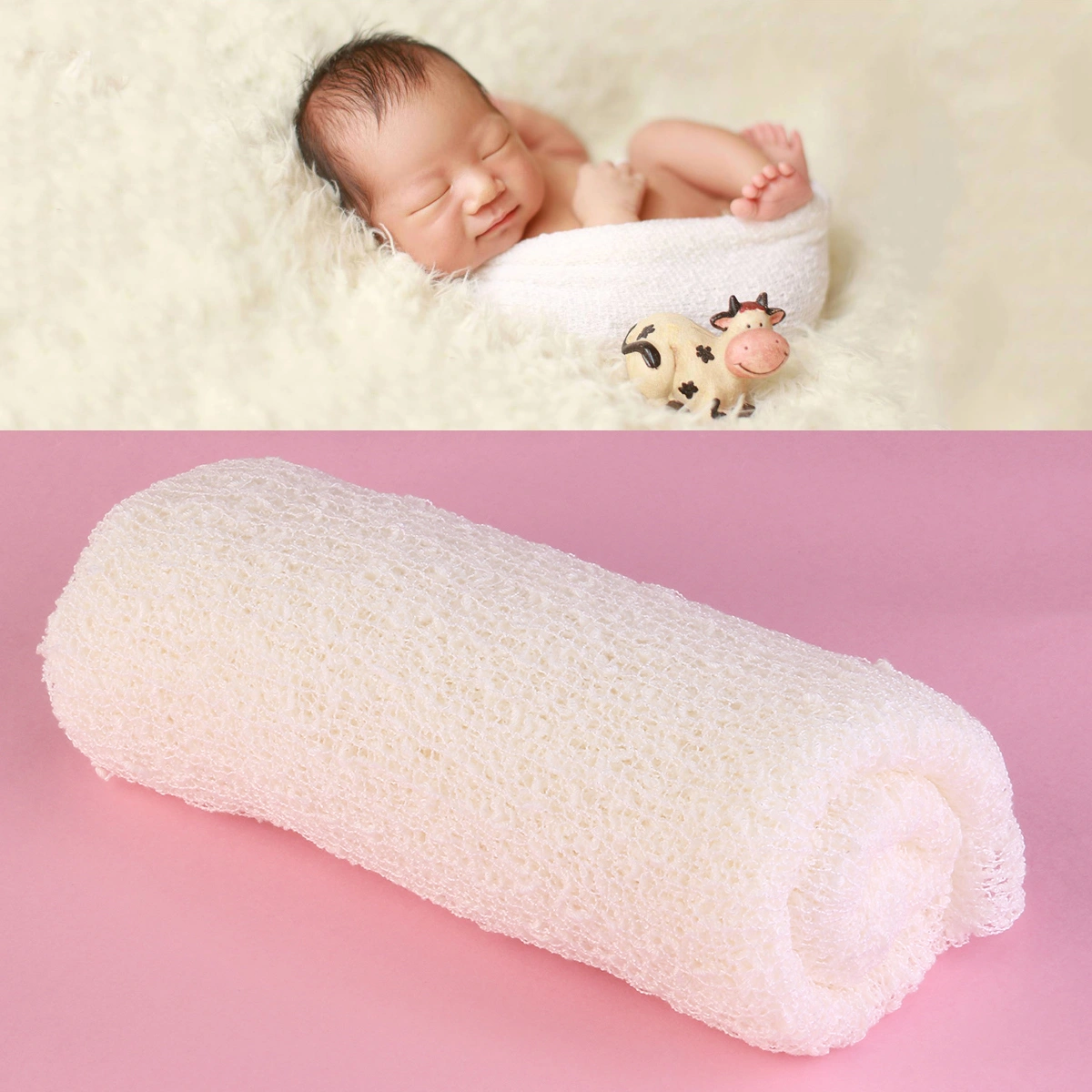 TINKSKY Newborn Baby Photography Photo Prop Stretch Wrap Baby Long Ripple Wrap (Off-white Color)