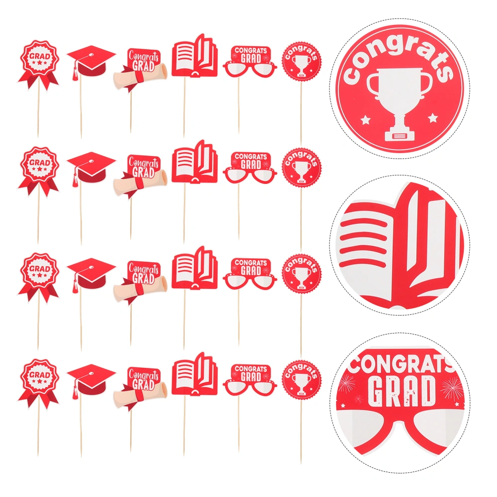 5 Sets of Graduation Season Cake Decors Chic Cake Inserts Decorations Party Props