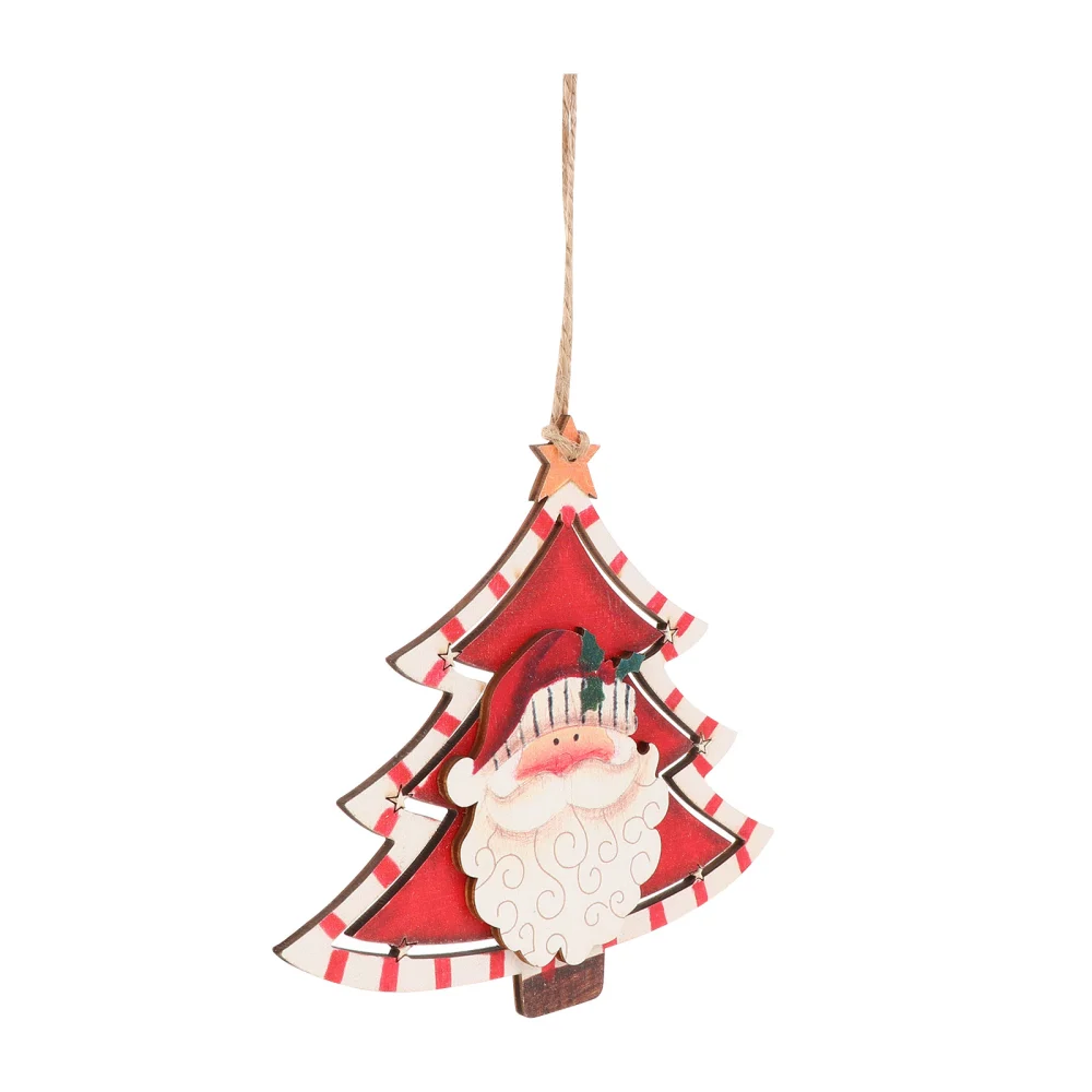 2pcs Christmas Tree Decorations Christmas Tree Colored Drawing Wooden Decors