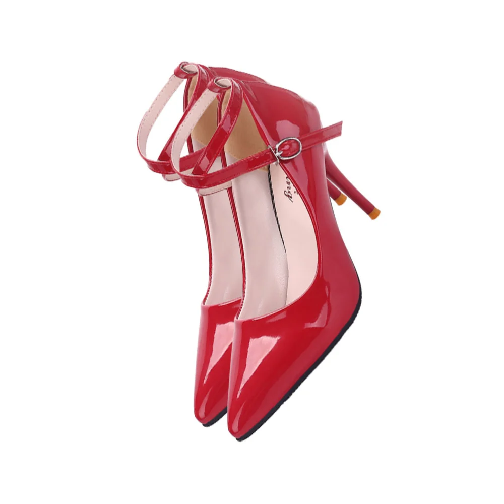 1 Pair of Stiletto PU Fashion High Heels Night Club High-heeled Shoes for Lady Size 38(Red EU38,US7,UK4.5)