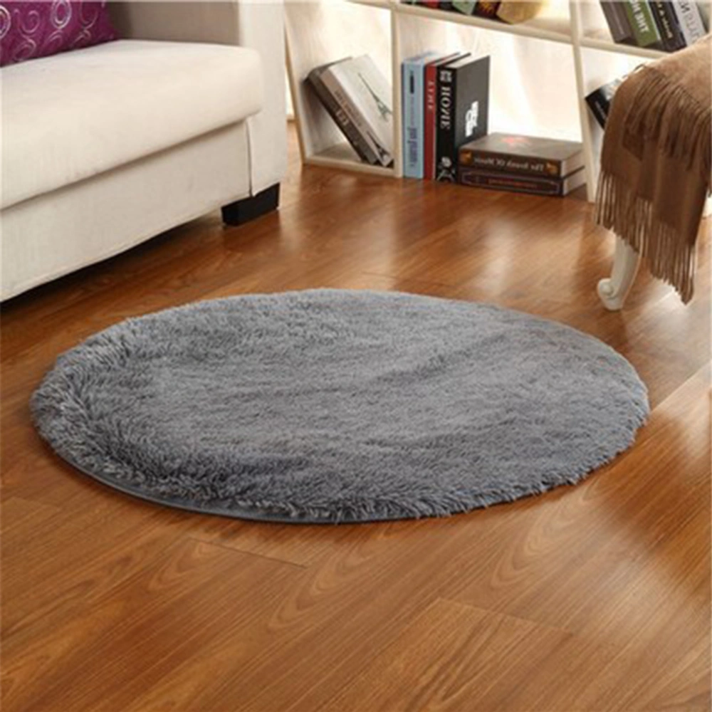 1PC Silk Wool Round Floor Mat Round Carpet Comfortable Floor Ground Mat Simple Style Carpet Pad for Home Bedroom Living Room (Silver Gray Diameter 100CM)