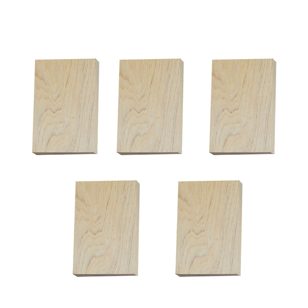 5pcs Rectangular Small Wooden Craft Cutout Precise Cutting Wood Blocks for Crafts DIY Projects